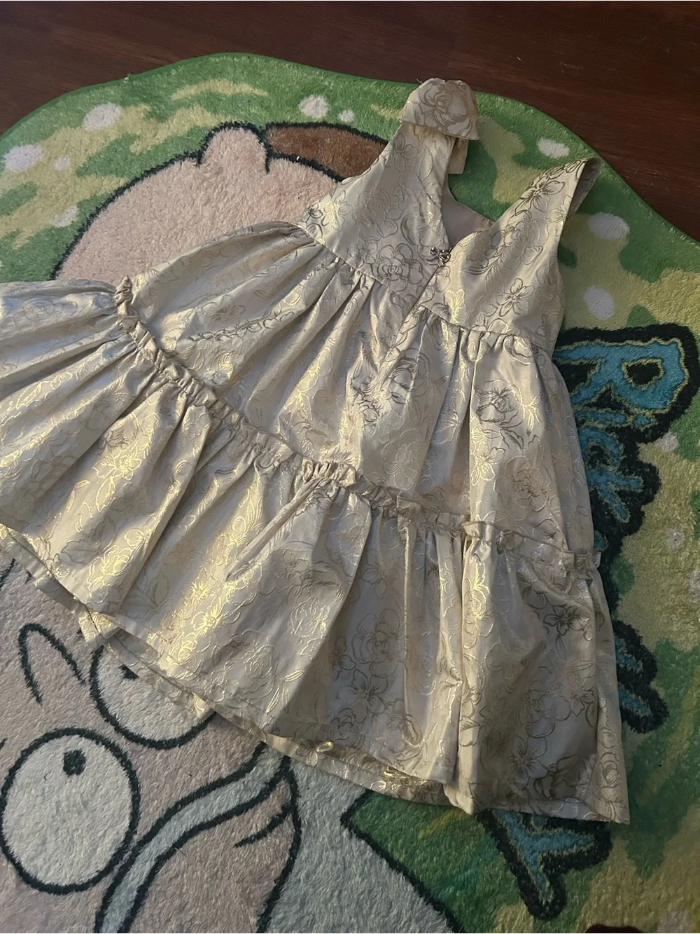 Rachel Zoe Cream Floral Jacquard Tiered Party Dress